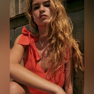 Sezane Lara Blouse, Coral, size XS